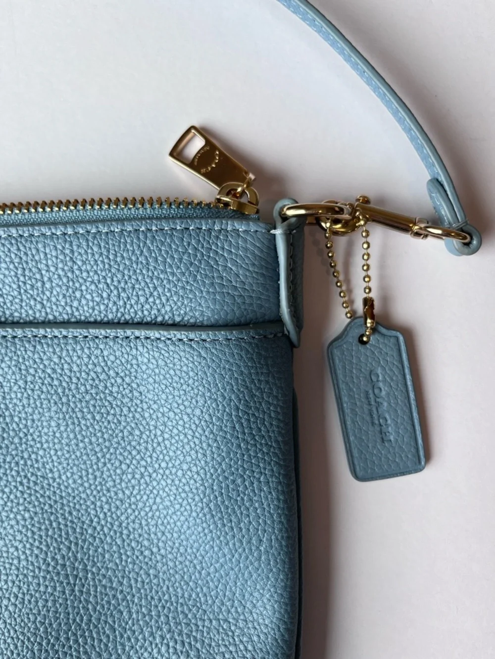 Coach Pebble Polly Blue Leather Crossbody Bag